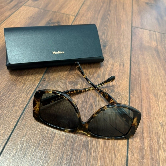 NWT, Max Mara MM0075, Woman\'s Sunglasses, Dark Havana/Gradient Green